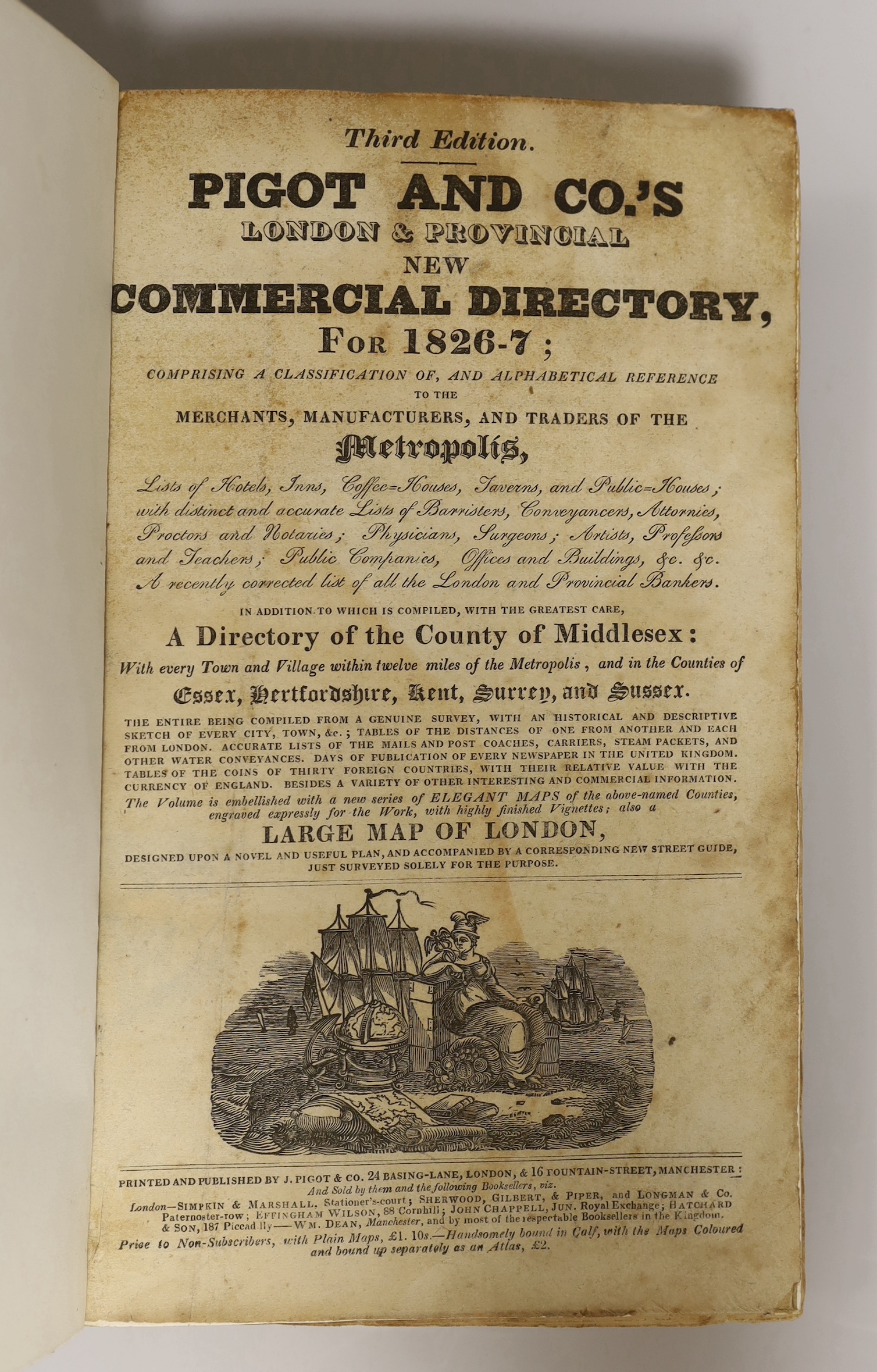 LONDON DIRECTORY: The Post-Office Annual Directory for the Year 1801. Containing a List, Alphabetically Arranged, of the Principal Merchants, Traders of Eminence, &c., 1p. ‘Advertisement’ and ‘Index to the List’ verso, 2
